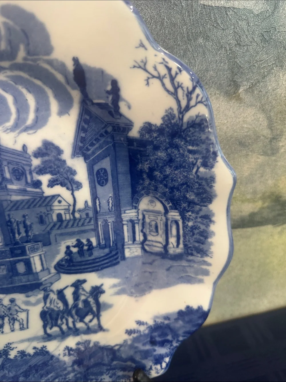 Vintage. Victoria Ware Ironstone Blue Town Scene Large Plate/Charger